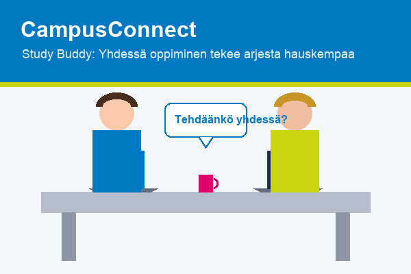 Opiskelijat tekemässä yhdessä tehtäviä kannettavilla tietokoneilla kirjastossa